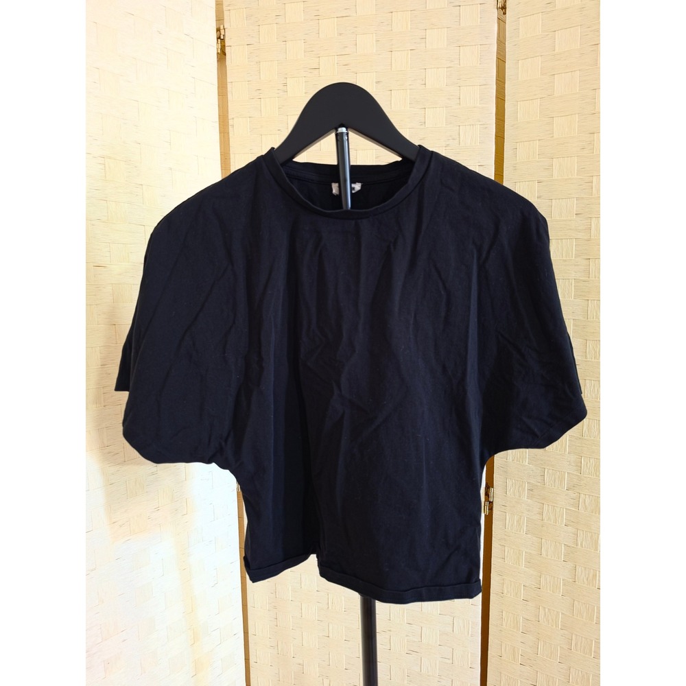 Cotton On Black Dolman Sleeve Boxy T-Shirt Small Crew Neck Stretch Tee
